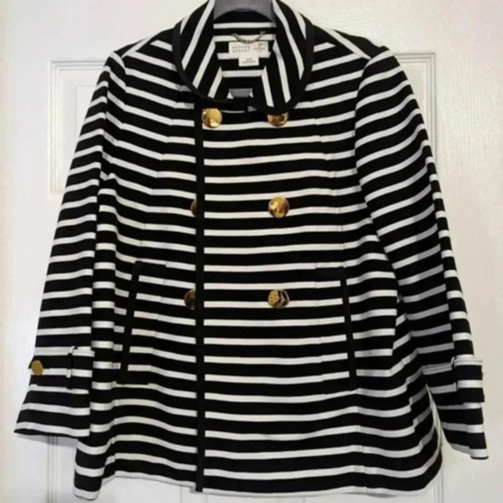 Kate Spade Broome Street Striped Short Pea Coat Jacket size 0